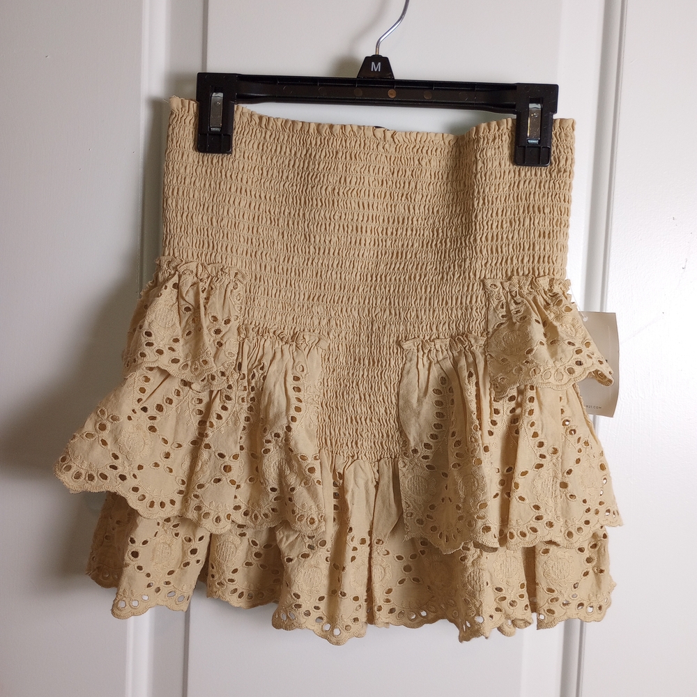 Forever 21 Beige Smocked Skirt